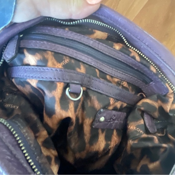 B. Makowsky Silver Trim Soft Purple Leather Hobo Shoulder Bag Purse Handbag - Picture 7 of 13